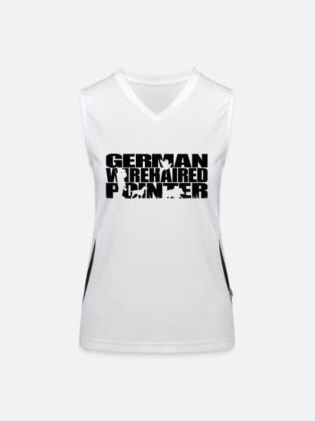 GERMAN WIREHAIRED POINTER Jagdhunde Jagd Wilsigns - Funktionelles Kontrast-Tank Top für Frauen - Weiß/Schwarz - Vorne