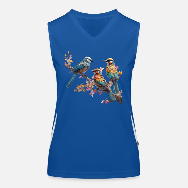 Vögel sitzen auf einem Ast Funktionelles Kontrast-Tank Top für Frauen
