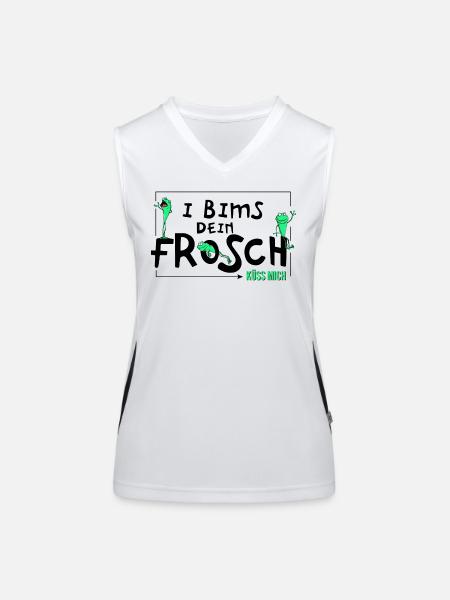 Frosch - I Bims dein Frosch - Kuss - Funktionelles Kontrast-Tank Top für Frauen - Weiß/Schwarz - Vorne