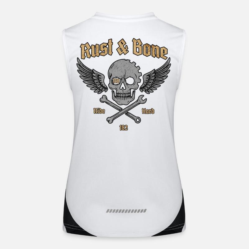 Rust Bone Motorcycle Skull Wing Design Women's Functional Contrast Tank Top