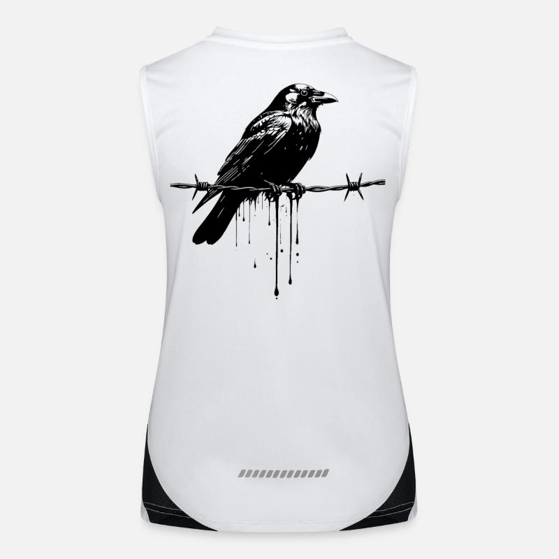 Raven on Barbed Wire Ink Women's Functional Contrast Tank Top