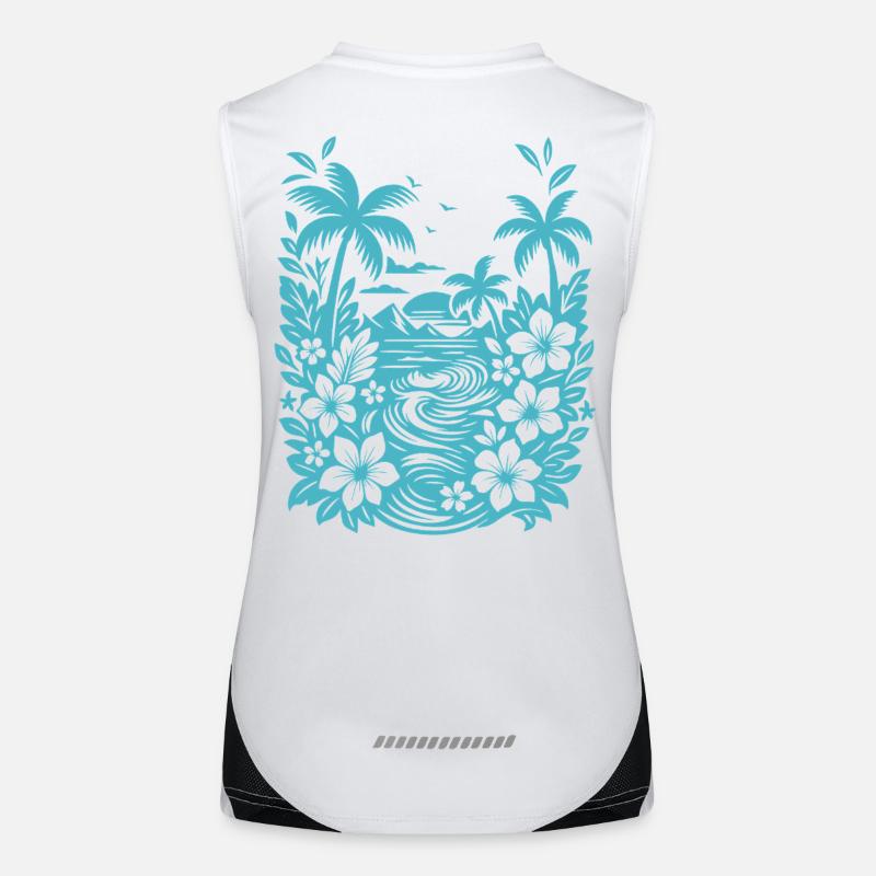 Beach Tropical Lagoon Silhouette Women's Functional Contrast Tank Top