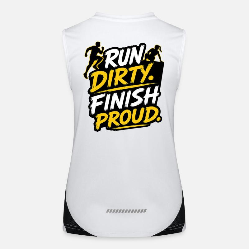 Run Dirty Finish Proud OCR Runner Design Funktionelles Kontrast-Tank Top für Frauen