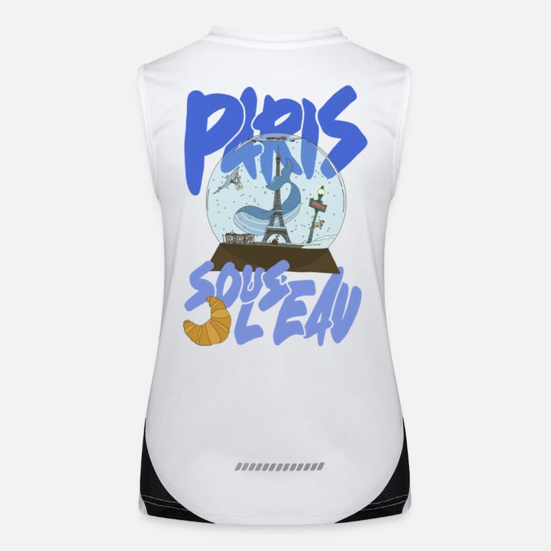 Paris Schneekugel Blau – Eiffel-Ikone Funktionelles Kontrast-Tank Top für Frauen