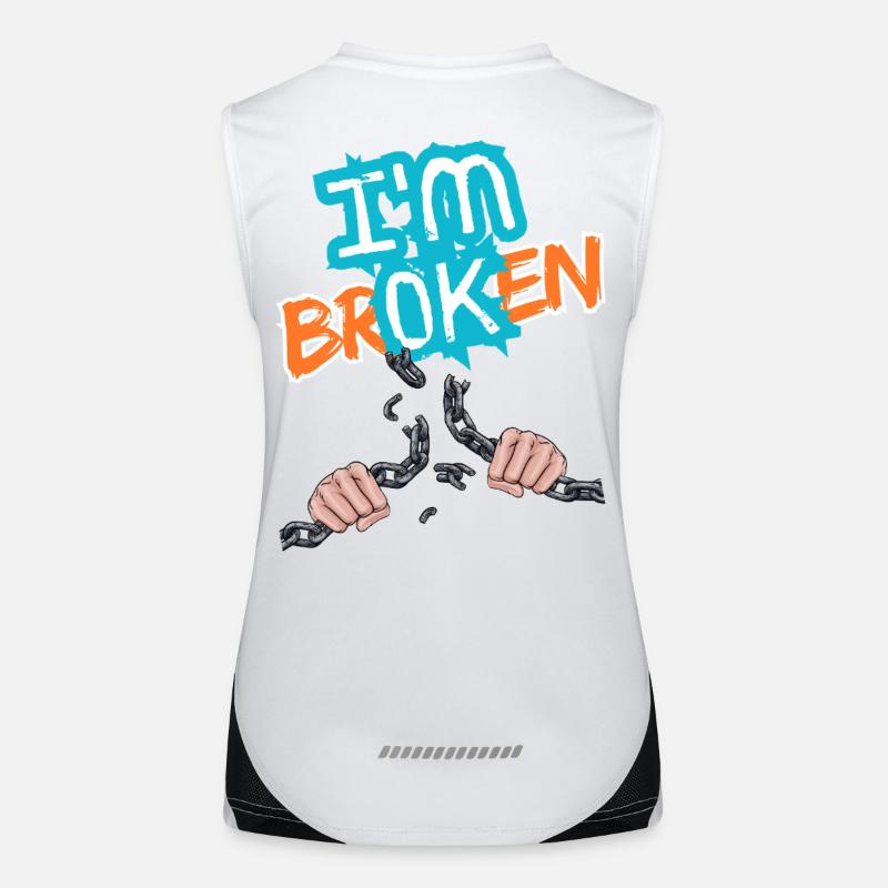Hände, die eine Kette mit einer Inschrift zerbrechen Funktionelles Kontrast-Tank Top für Frauen