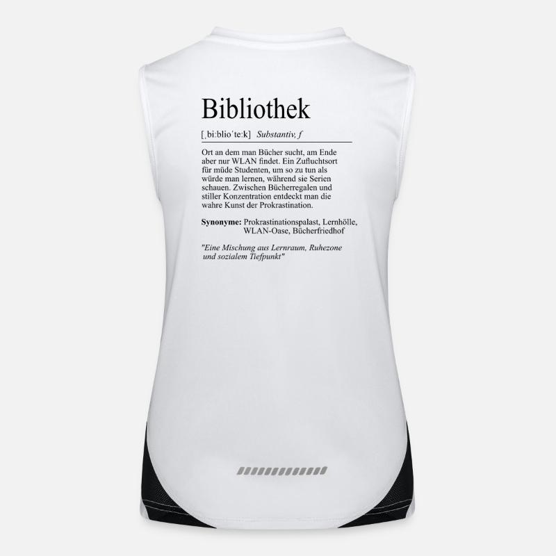 Unispruch "Bibliothek" Student Geschenk, Studenten Funktionelles Kontrast-Tank Top für Frauen