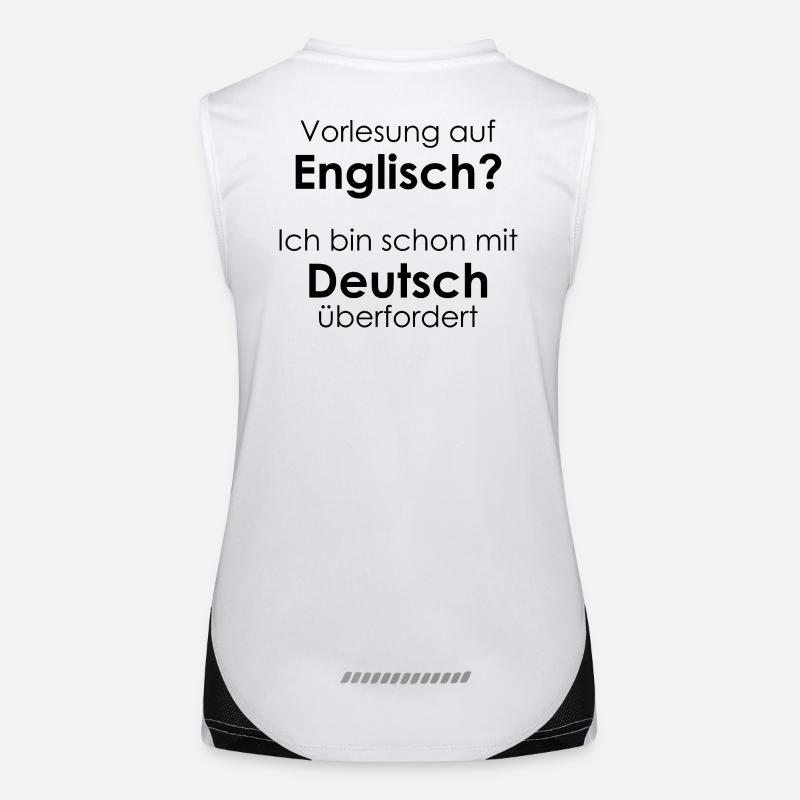 Unispruch "Vorlesung auf Eng" Geschenk, Studenten Funktionelles Kontrast-Tank Top für Frauen