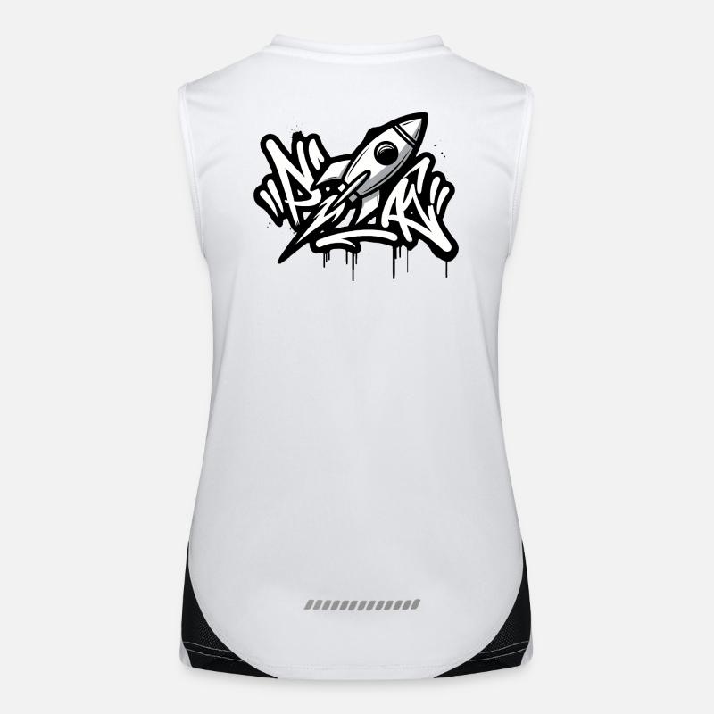 Fusée graffiti en noir et blanc Débardeur respirant contrasté Femme