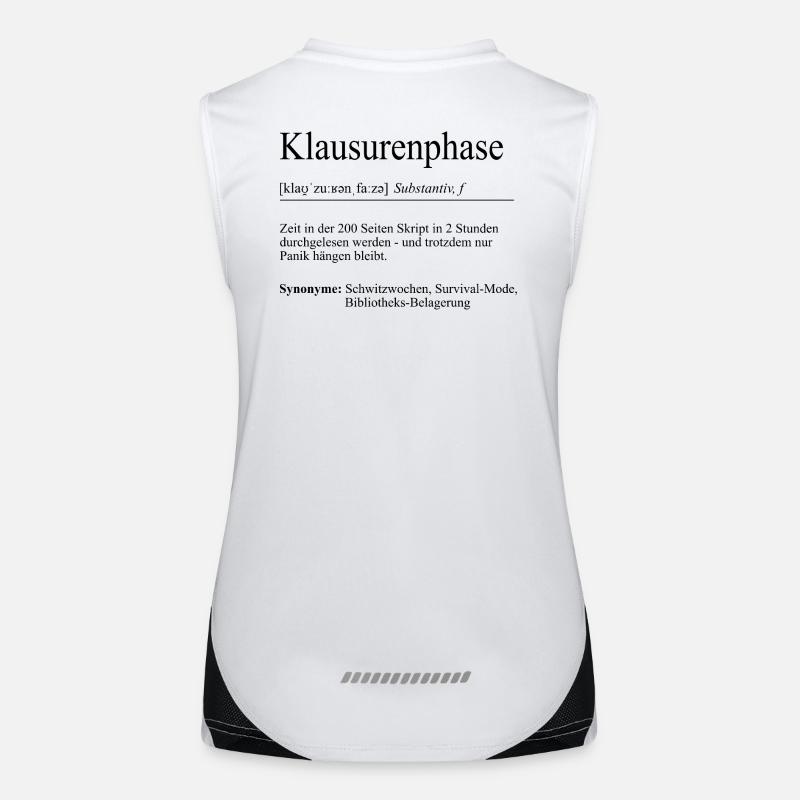 Unispruch "Klausurenphase" Geschenk, Studenten Funktionelles Kontrast-Tank Top für Frauen