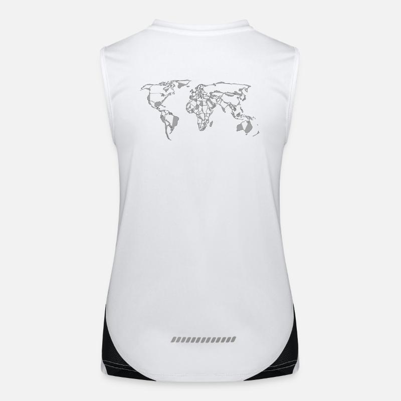 World Map Mosaic Design Women's Functional Contrast Tank Top