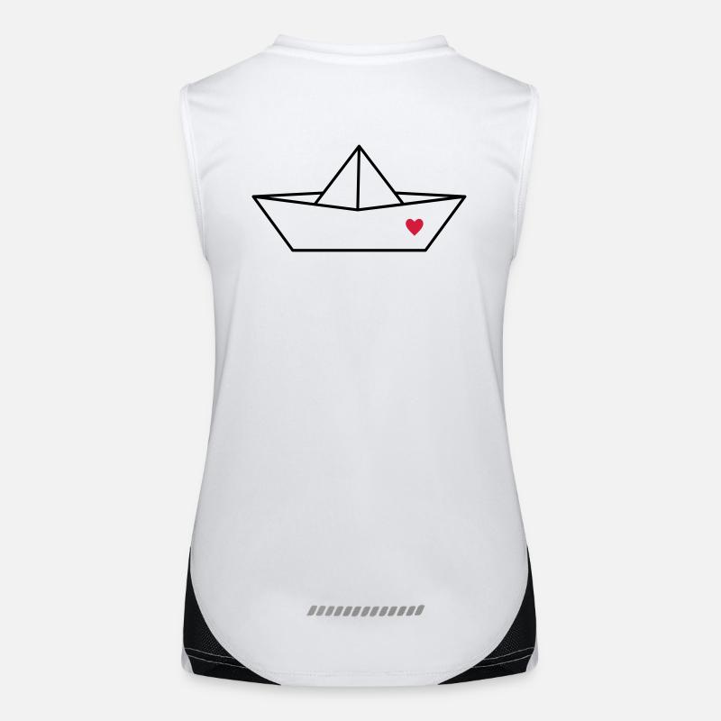 Boat paper ship heart I harbor love gift Women's Functional Contrast Tank Top