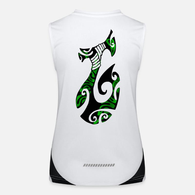 MATAU - Black (polynesian Hook) Women's Functional Contrast Tank Top