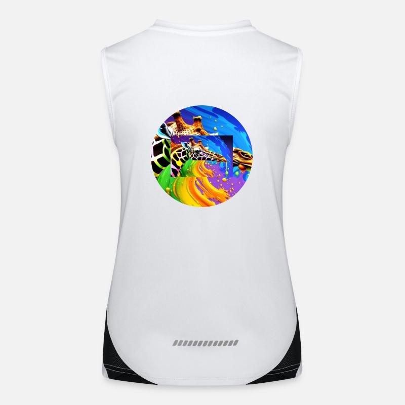 Farbenfrohe Giraffe Funktionelles Kontrast-Tank Top für Frauen