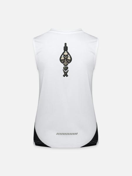 Avi Collection – Skulls & Flame - Funktionelles Kontrast-Tank Top für Frauen - Weiß/Schwarz - Hinten