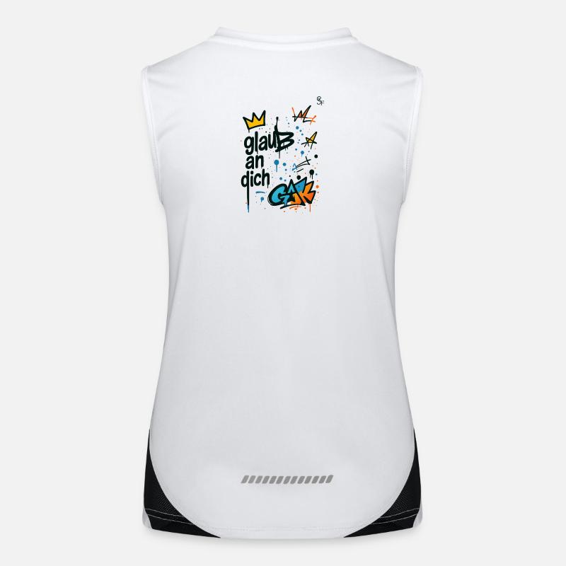 Graffiti Glaub An Dich Design Funktionelles Kontrast-Tank Top für Frauen