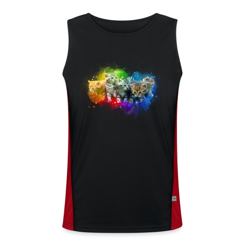 Gatitos arco iris pintura -por- Wyll Fryd - Camiseta funcional de tirantes en contraste para hombre 
