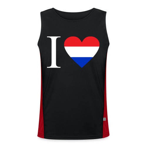 Ik hou van Nederland | Hart met rood wit blauw - Functionele contrasterende tanktop voor mannen 