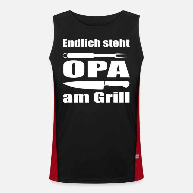 Endlich steht Opa am Grill Funktionelles Kontrast-Tank Top für Männer 