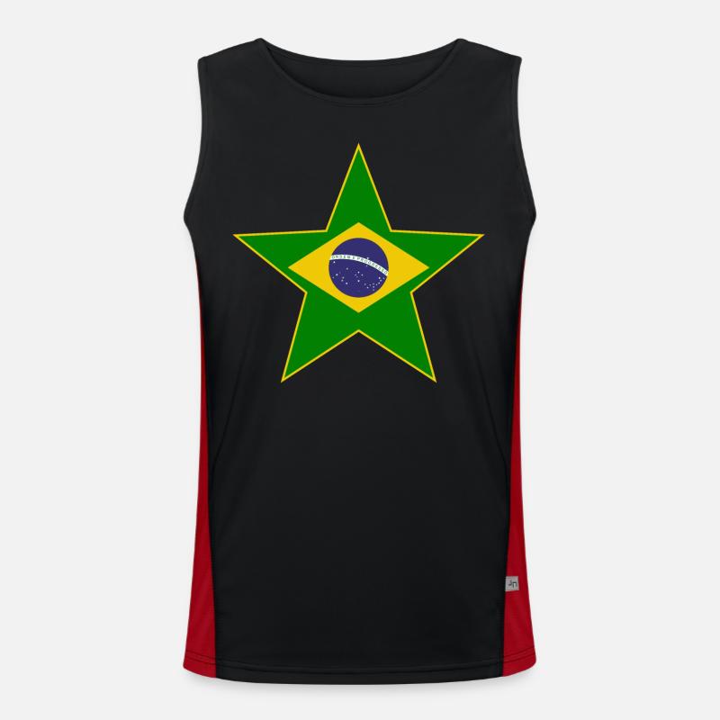 Étoile du drapeau du Brésil Débardeur respirant contrasté Homme 