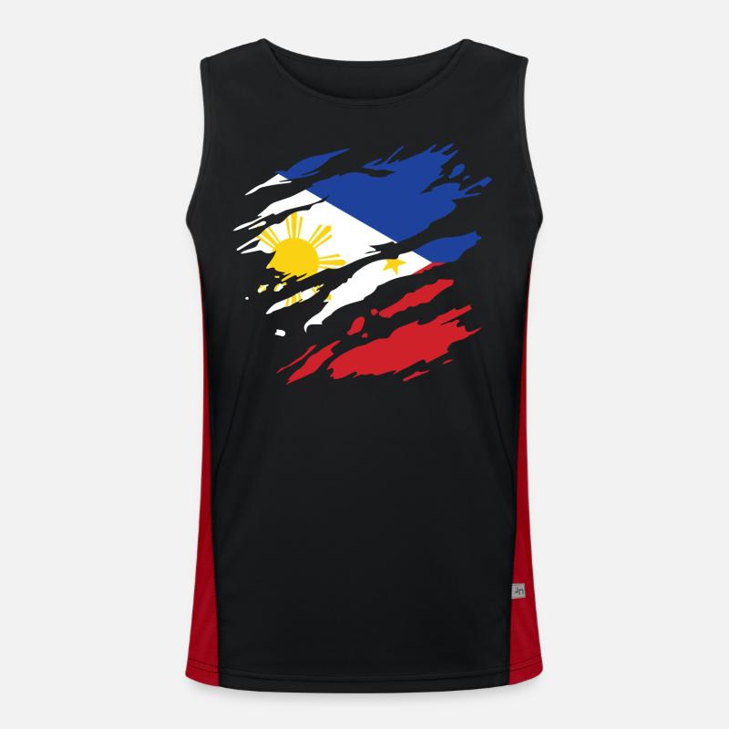 Philippines - national flag, scratches, cracks Men's Functional Contrast Tank Top 