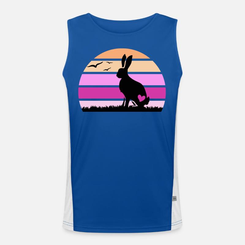 Rabbit "happy knocker hops" rabbit ear Men's Functional Contrast Tank Top 