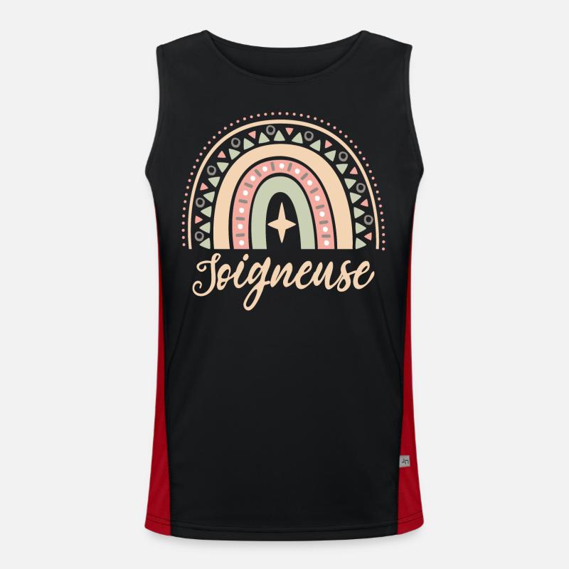 Cadeau Soigneuse. Boho Rainbow soigneuse. Débardeur respirant contrasté Homme 