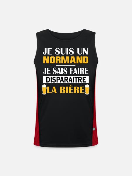 Maillot normand normandie bière humoristique apéro - Débardeur respirant contrasté Homme  - noir/rouge - Devant