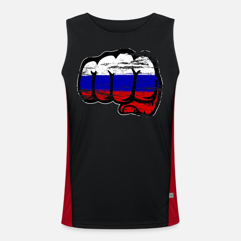 Russland Flagge Hand Faust used Funktionelles Kontrast-Tank Top für Männer 