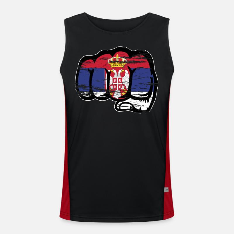 Icône de poing du drapeau de la Serbie utilisée Débardeur respirant contrasté Homme 