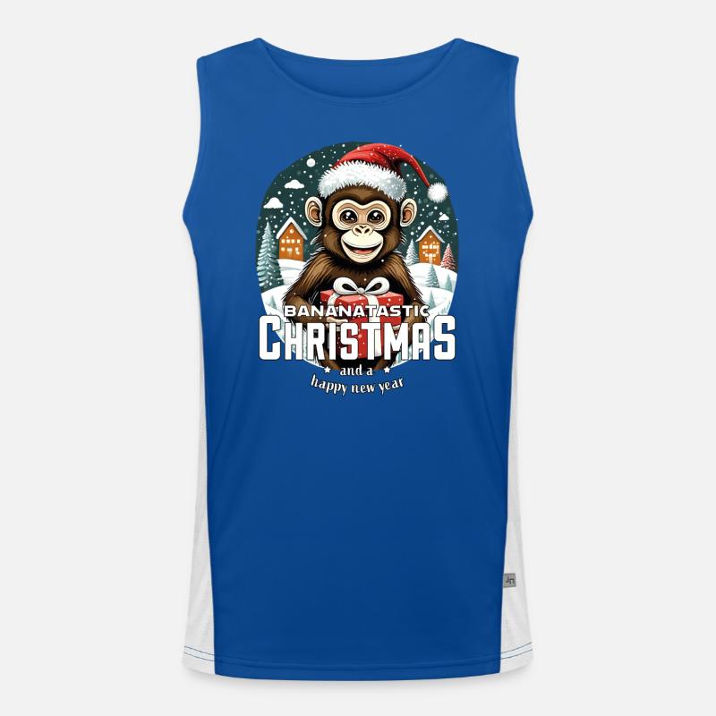 Weihnachtsaffe - Bananatastic Christmas Funktionelles Kontrast-Tank Top für Männer 