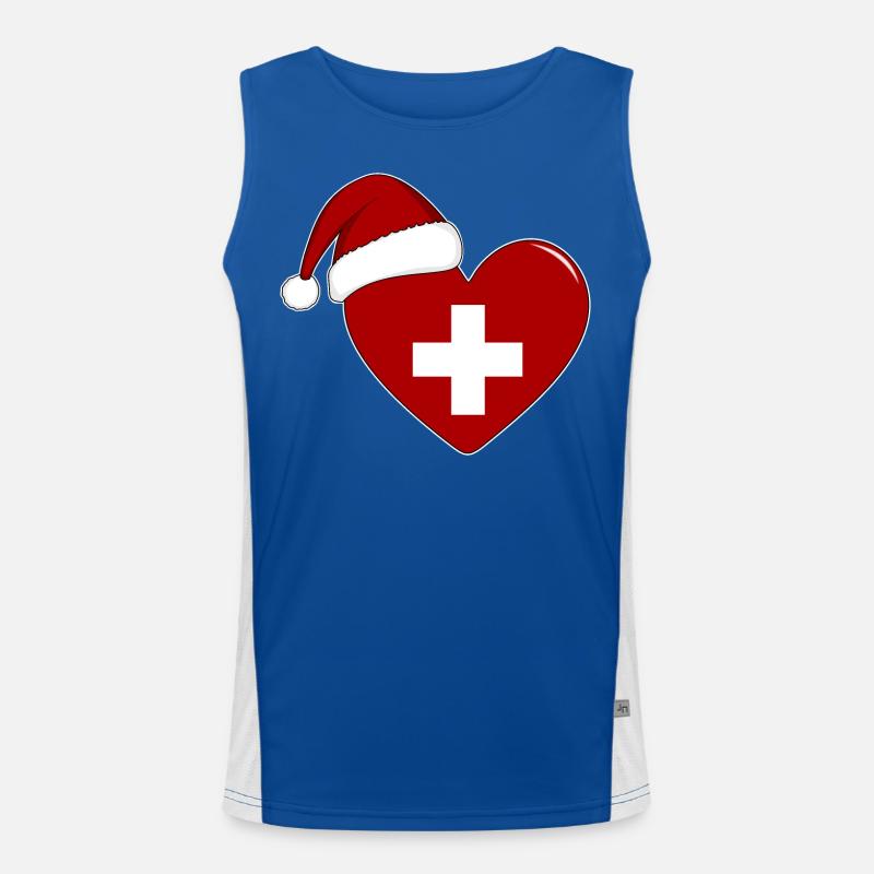 Coeur de Noël drapeau suisse Débardeur respirant contrasté Homme 