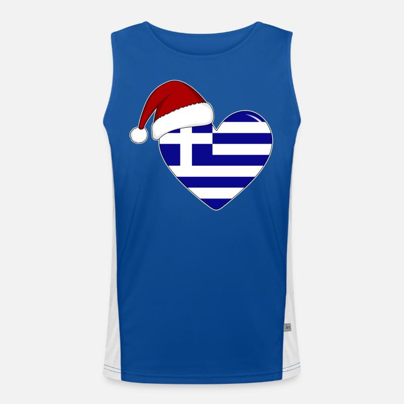 Coeur de Noël drapeau Grèce Débardeur respirant contrasté Homme 
