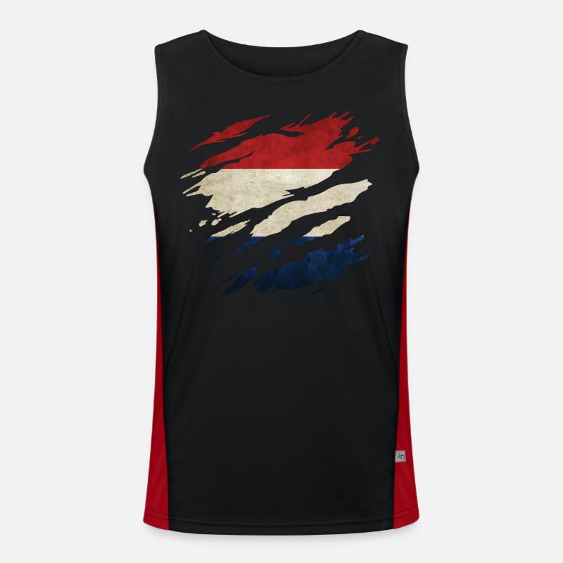 Niederlande - Nationalfahne, Kratzer, Risse Funktionelles Kontrast-Tank Top für Männer 