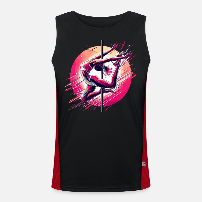 Pole Dance Dynamics Pink Gift - Men's Functional Contrast Tank Top  - black/red