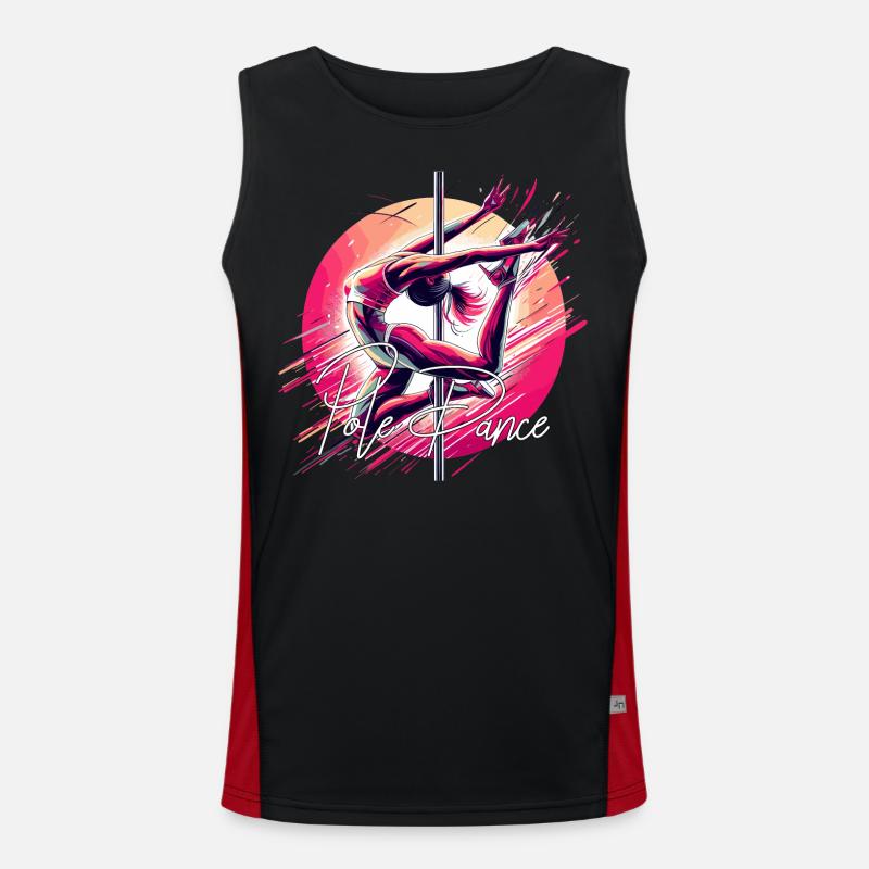 Pole Dance Dynamics pink gift - Men's Functional Contrast Tank Top  - black/red
