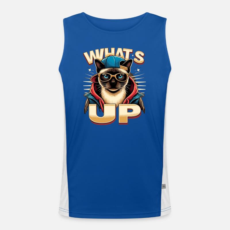 Siamkatze Whats Up Design Funktionelles Kontrast-Tank Top für Männer 