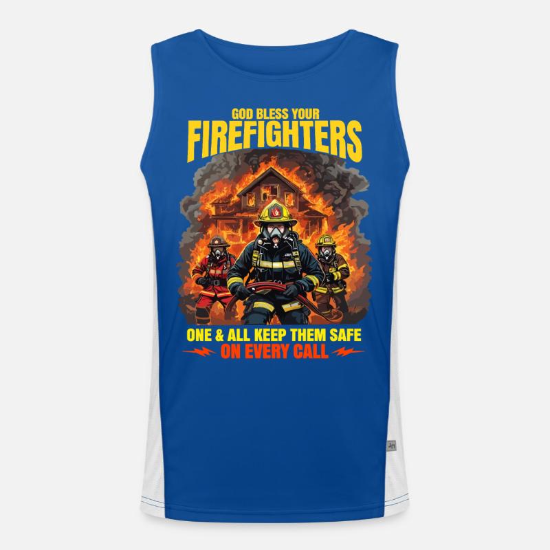 God Bless Firefighters Heroic Design Men's Functional Contrast Tank Top 