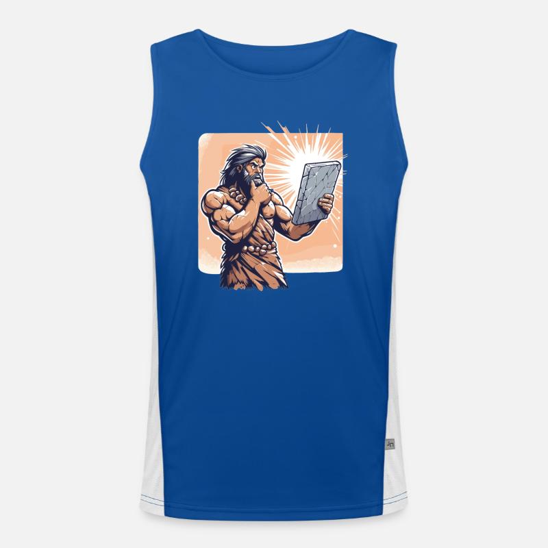 Idea Idea Caveman Stone Tablet Gift Men's Functional Contrast Tank Top 