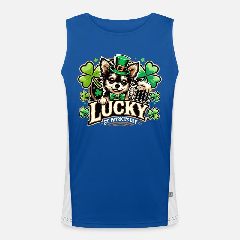 Saint-Patrick Leprechaun Chihuahua Heureux Débardeur respirant contrasté Homme 