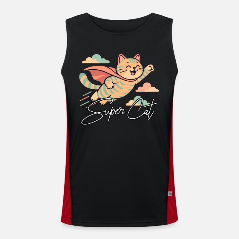 Super Katze Britisch Kurzhaar getigert Geschenk Funktionelles Kontrast-Tank Top für Männer 