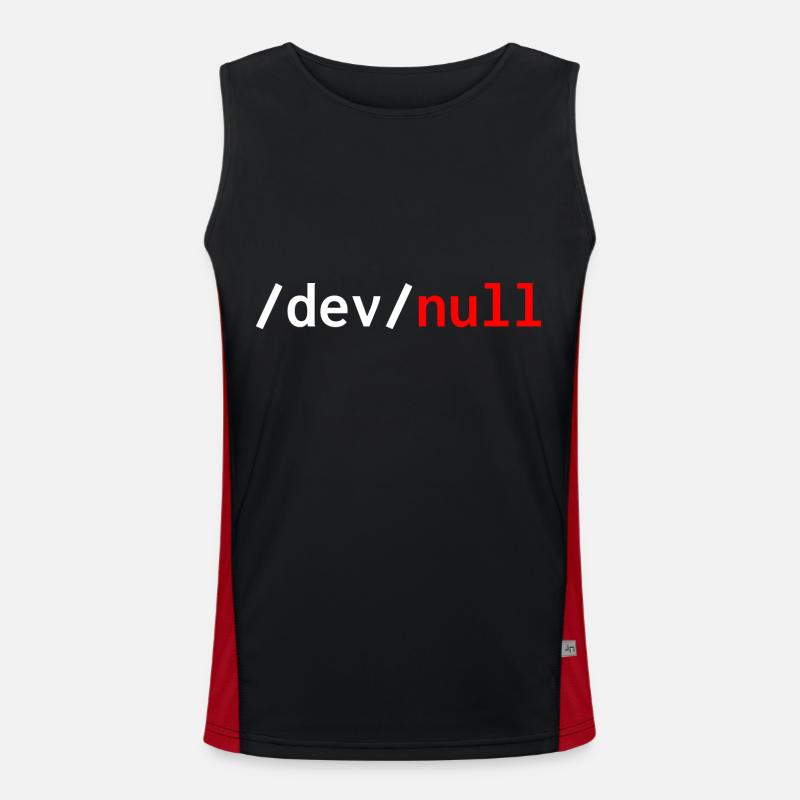 dev null rot webentwickler humor lustig Funktionelles Kontrast-Tank Top für Männer 