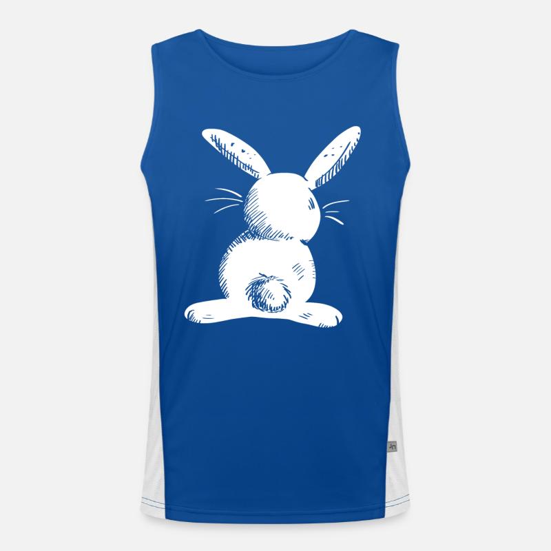 White long eared hare comic Men's Functional Contrast Tank Top 