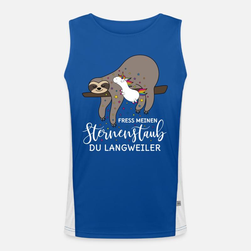 Sloth unicorn saying eat my stardust Men's Functional Contrast Tank Top 
