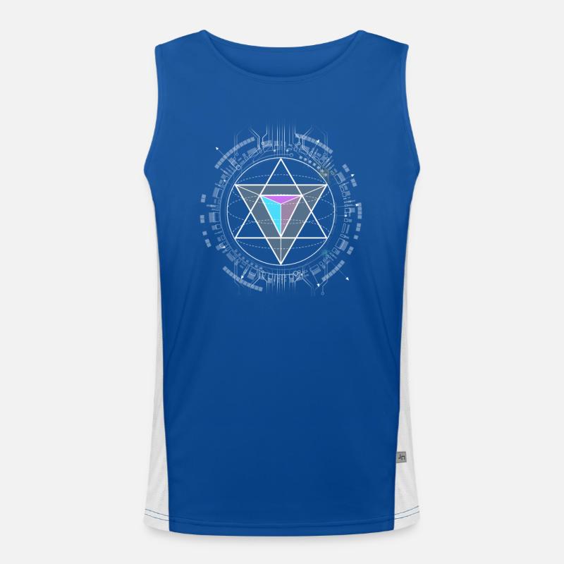 nerd CPU pyramide illuminati game wow hacker code Funktionelles Kontrast-Tank Top für Männer 