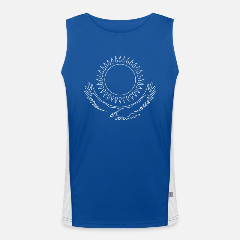 Kazakhstan Eagle steppe eagle line white flag Men's Functional Contrast Tank Top 