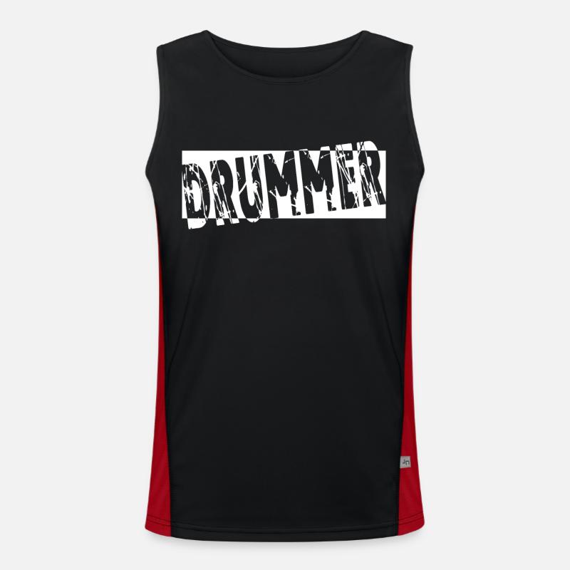 Drums Drummer Gift - Men's Functional Contrast Tank Top  - black/red