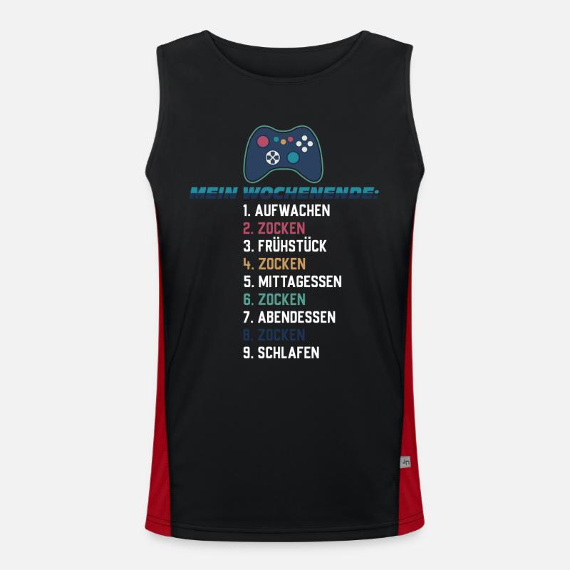 My Weekend Gaming Gaming List Controller - Men's Functional Contrast Tank Top  - black/red
