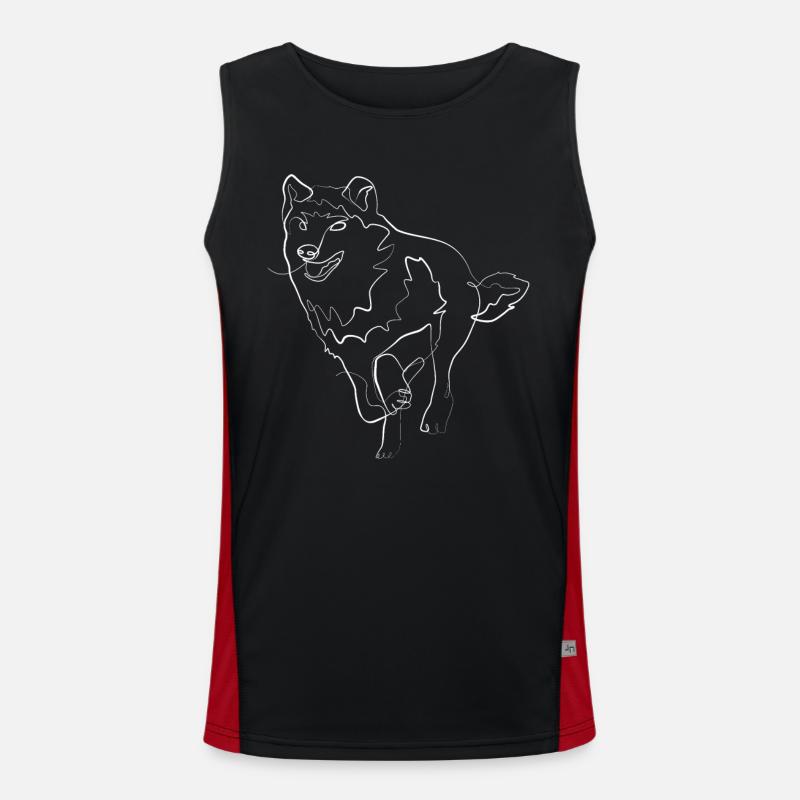 Wolf Tiermotiv - one line drawing Funktionelles Kontrast-Tank Top für Männer 