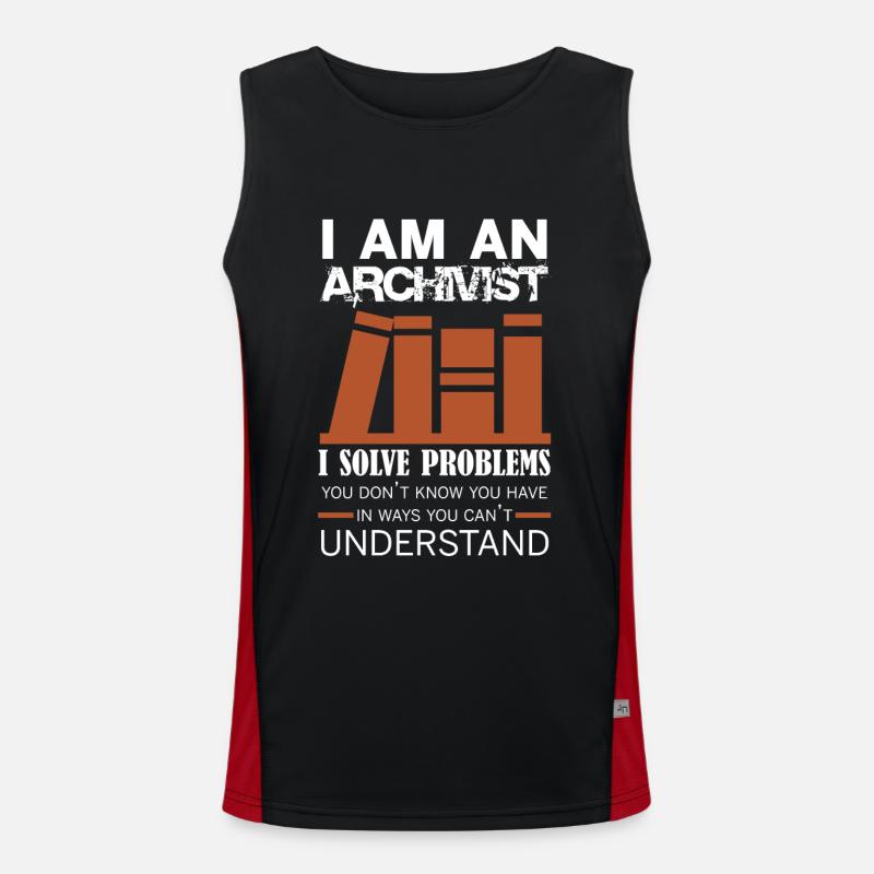 Architect I Solve Problems Shirt - Men's Functional Contrast Tank Top - black/red
