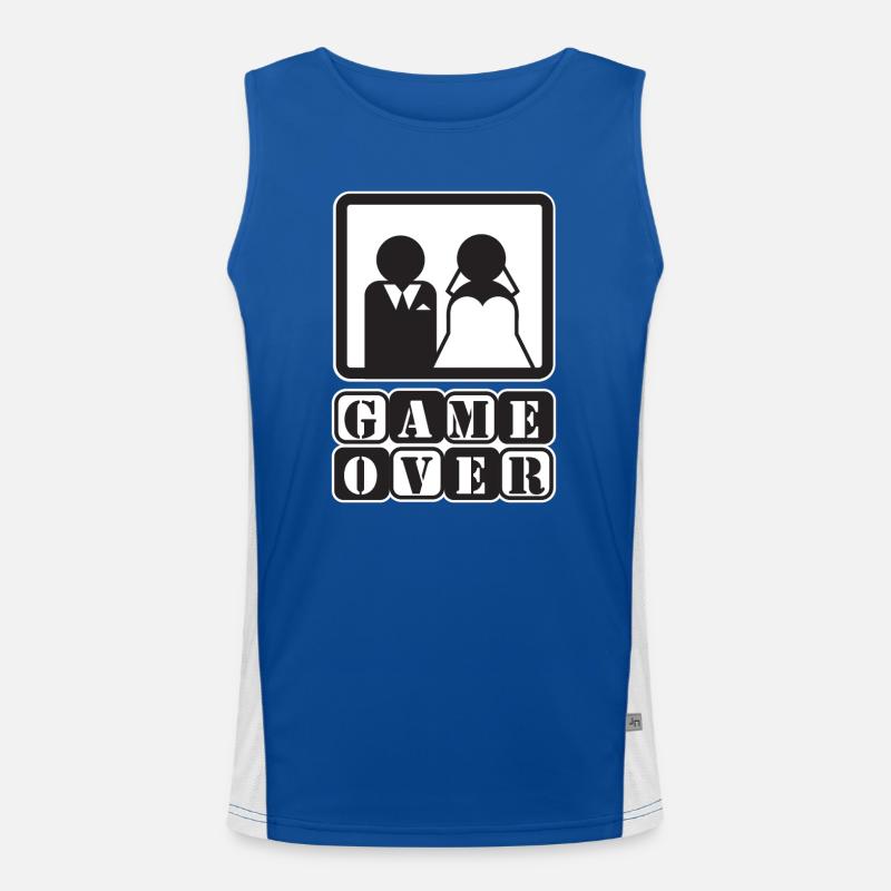 Bachelor party Bachelorette Game Over saying Men's Functional Contrast Tank Top 